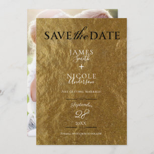 Invitation Gold Leaf Foil Modern Full Photo Enregistrer la da
