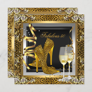 Invitation Gold Leopard Noir talons hauts Chaussures Annivers