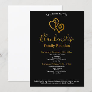 Invitation Gold Linked Heart Family Réunion de deux jours
