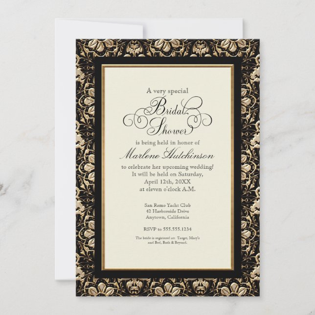 Invitation Gold Look, dentelle Baroque Art Nouveau Déco 20s S (Devant)
