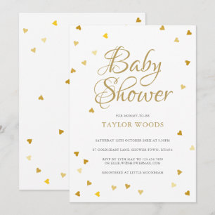Invitation Gold Love Hearts Confetti Baby shower / Sprinkle