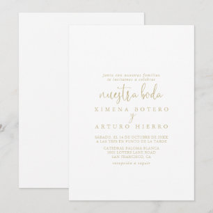 Invitation Gold Love Script fantaisie Nuestra Boda Mariage