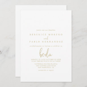 Invitation Gold Love Script Mariage espagnol  