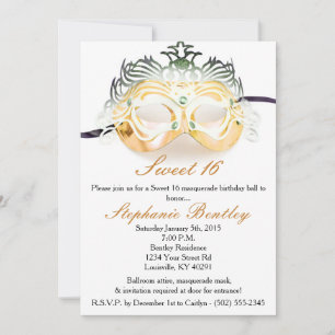 Invitation Gold Masquerade Zebra Sweet 16 Anniversaire Invita