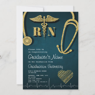 Invitation Gold Médicale School Graduation Party