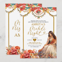 Gold Menhdi Night Indien Dholki Paskitan Floral