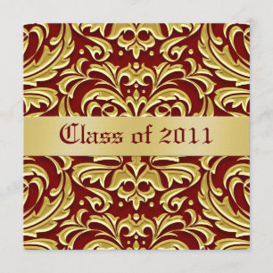 Invitation Gold Metal Damask Classe d'invitation de diplôme