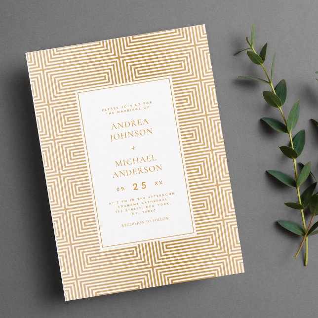 Invitation Gold Mid Century Mod Géométrique Mariage élégant (Créateur téléchargé)