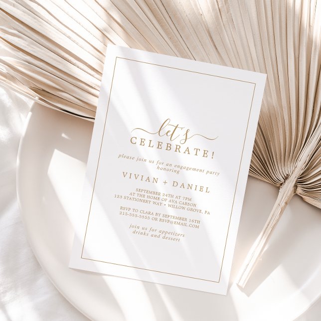 Invitation Gold minimaliste Fêtons (Créateur téléchargé)