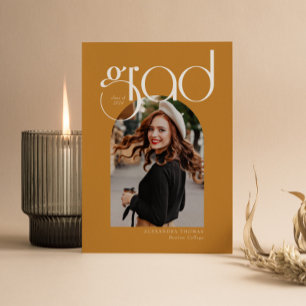 Invitation Gold Minimaliste Moderne 5 Arc Photo Graduation