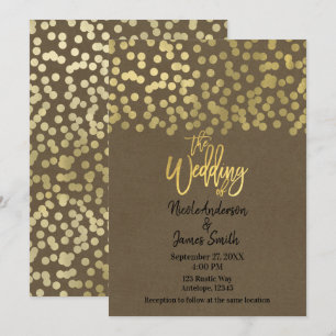 Invitation Gold Modern Chic Rustic Kraft Chic Mariage