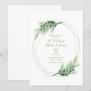 Invitation Gold Modern Glam Mariage Botanique géométrique