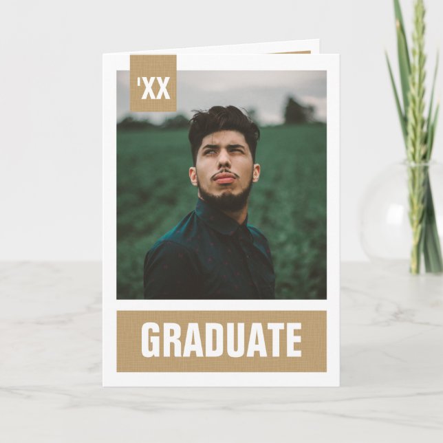 Invitation Gold Modern Textured Photo Graduation (Devant)