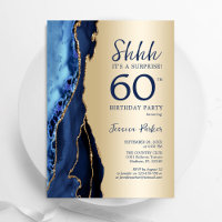 Gold Navy Blue Agate Surprise 60e anniversaire