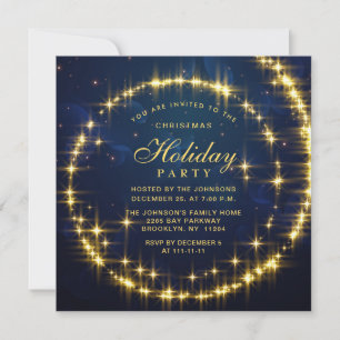 Invitation Gold Navy Éclairage de Noël Fête de Noël