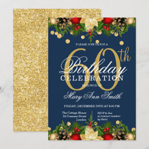 Invitation Gold & Navy Parties scintillant de vacances 60e fê