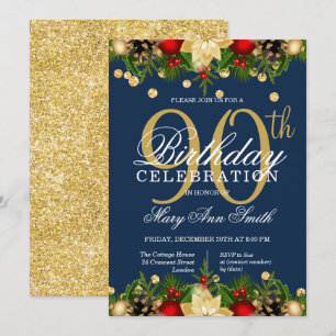 Invitation Gold & Navy Parties scintillant de vacances 90e fê