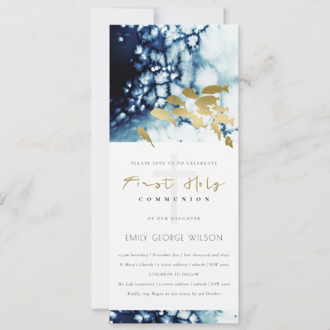 INVITATION GOLD NAVY SOUS L'EAU POISSON PREMIER SAINT COMMUNI (Devant)