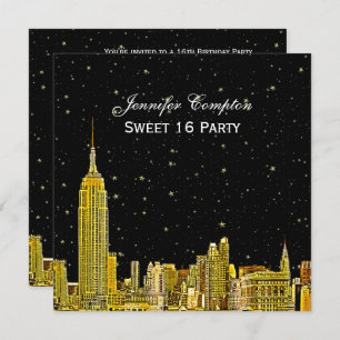 Invitation Gold NYC Skyline Etched Starry do-it-yourself BG S