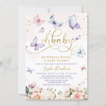 Gold Oh Baby Butterfly Kisses Baby shower