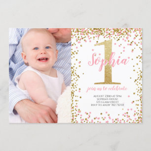 Invitation Gold One Parties scintillant Rose Girl photo premi