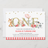 Gold One Red Plaid Farm Animaux 1er anniversaire