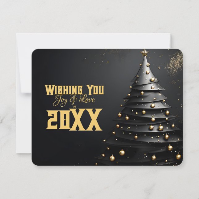 Invitation Gold Ornaments Modern Happy New Year Card (Devant)