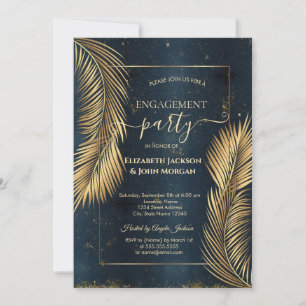 Invitation Gold Palm Feuille Beach Fiançailles