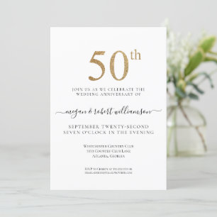 Invitation Gold Parties scintillant 50e fête d'anniversaire M