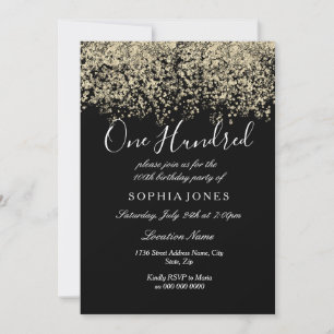 Invitation Gold Parties scintillant Confetti Black 100e anniv