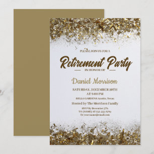 Invitation Gold Parties scintillant Confetti Retraite Party 2