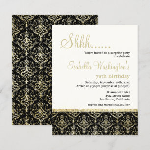 Invitation Gold Parties scintillant Damask 70e fête d'anniver