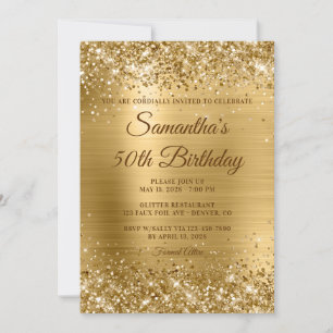 Invitation Gold Parties scintillant Foil Golden Brown Texte 5