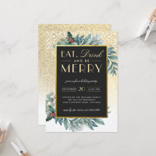 Invitation Gold Parties scintillant Neige Manger Boire Soit J