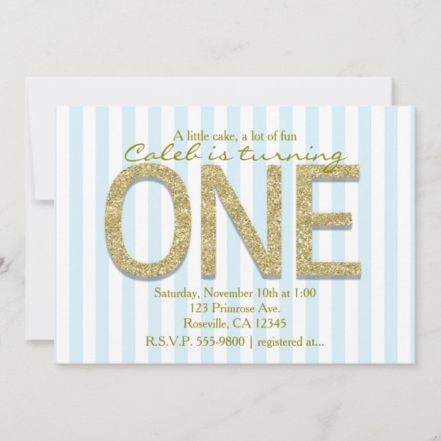 Invitation GOLD PARTIES SCINTILLANT ONE Blue Stripe 1ère part (Devant)