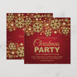 Invitation Gold Parties scintillant & Red Corporate Christmas
