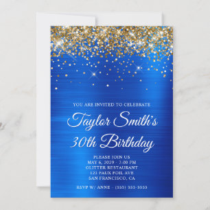 Invitation Gold Parties scintillant Royal Blue 30e anniversai
