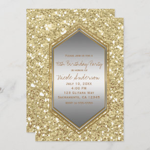 Invitation Gold Parties scintillant Silver Glam Anniversaire 