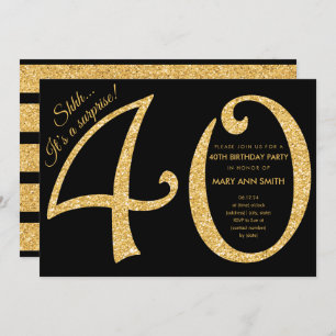 Invitation Gold Parties scintillant Surprise 40e anniversaire