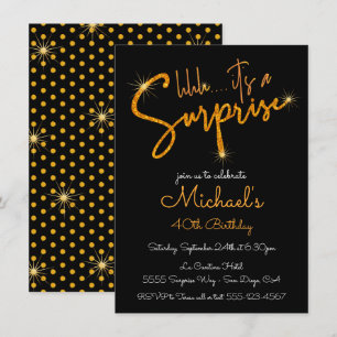 Invitation Gold Parties scintillant Surprise fête d'anniversa