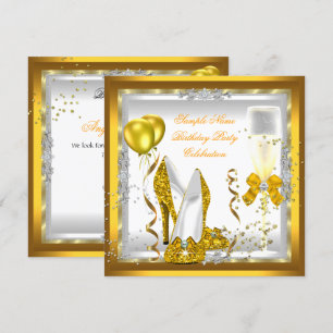 Invitation Gold Parties scintillant talons Blanc Jaune fête d