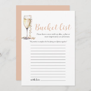 Invitation Gold Pearl et Prosecco Mariage Bucket List jeu