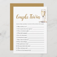 Gold Pearl & Prosecco Couple Trivia jeu de nuptial