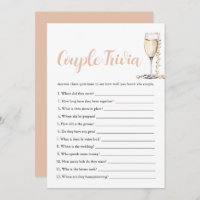 Gold Pearl & Prosecco Couple Trivia jeu de nuptial