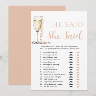 Invitation Gold Pearls et Prosecco Il A Dit, Elle A Dit Game