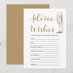 Invitation Gold Pearls & Prosecco Conseils et Wish Game Card