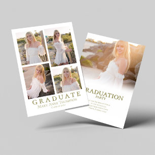 Invitation Gold Photo Collage Graduation Party Classic