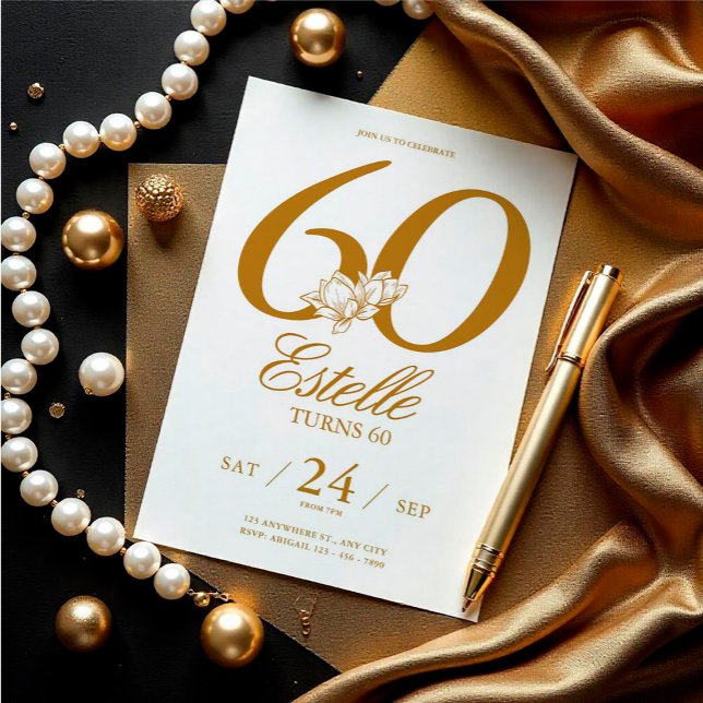 Invitation Gold Photo Save The Date 60th Birthday (Gold Photo Save The Date 60th Birthday Invitation)
