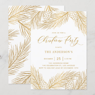 Invitation Gold Pinecones et Pine Needles Fête