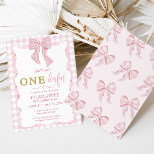 Invitation Gold Pink Bow n'est-elle pas magnifique 1er annive